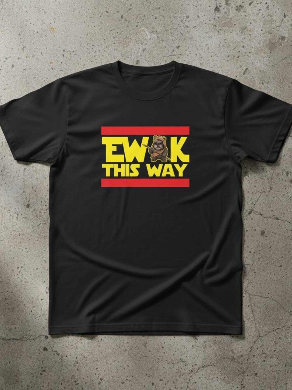 Funny Ewok This Way Graphic T-Shirt – Star Wars Parody Tee – Unisex Black Shirt